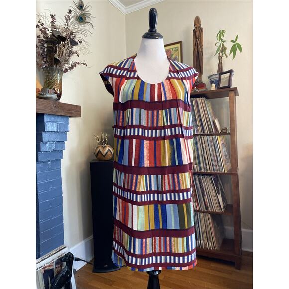 Anthropologie Dresses & Skirts - Anthropologie 4 Maeve Au Revoir Colorful Stripe Library Bookshelf Shift Dress S